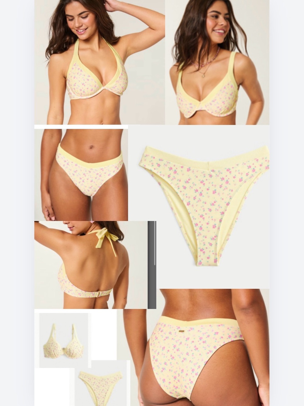 Hollister Yellow Floral Underwire Bikini Set - Women Swim
